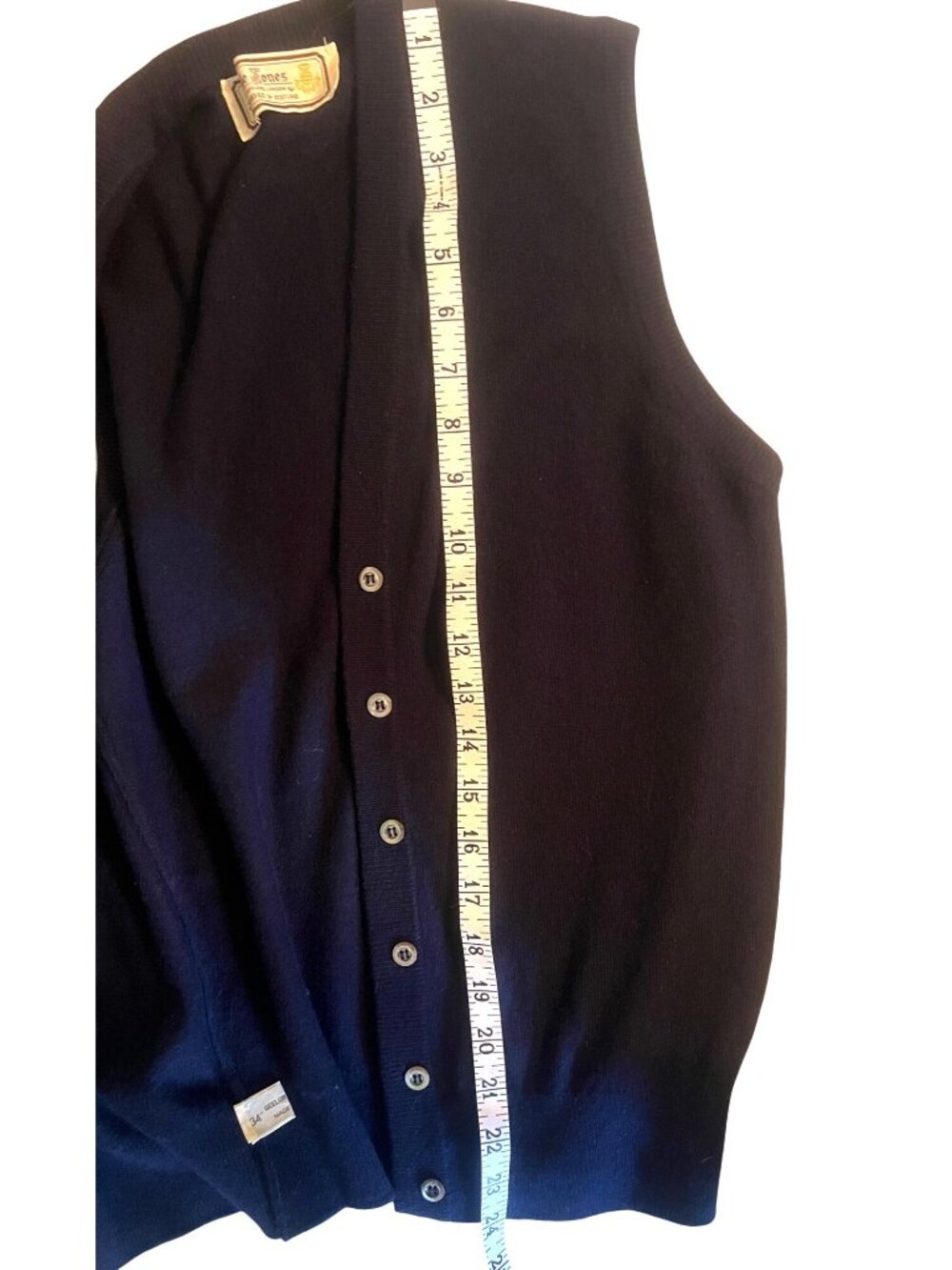 Roble Jones Glenmac Of Scotland Navy Blue Geelong Lambs Wool Button-Up Vest XS - Picture 8 of 8